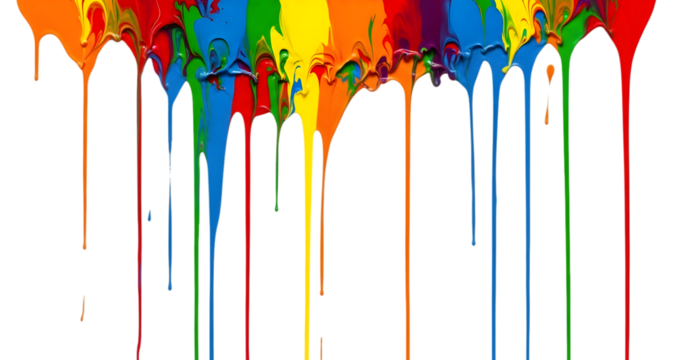 Colorful Paint Dripping Down on White Background - Powered by Adobe