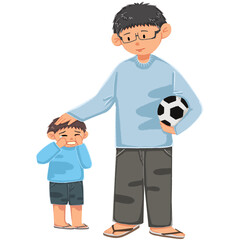 Handdrawn Parent Encouraging Children Illustration