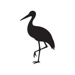 Stork Brushstroke Logo with Artistic Calligraphic Ink Lines