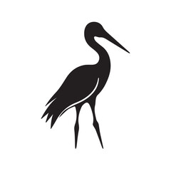 Modern Angular Stork Symbol with Minimal Black Vector Style
