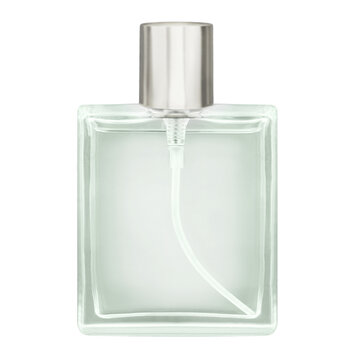 1 Flakon aus Glas mit Parfum und Hintergrund transparent PNG cut out