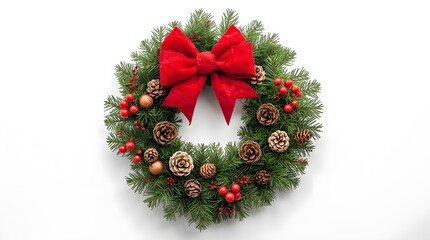christmas wreath on white background