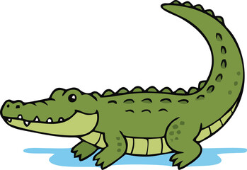 Cute Crocodile - Endemic Wildlife of Australia | Flat Vector Illustration
