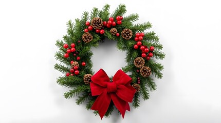 christmas wreath on white background