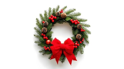 christmas wreath on white background