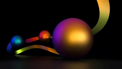 Abstract easter egg with rainbow ribbon on black background