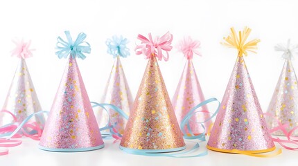 party hats on white background