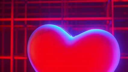 Abstract heart shape illuminated with red and blue neon light