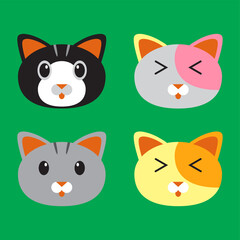 cat head set vector design