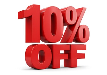 3d rendering of 10 percent off in white background. Special Offer 10% Discount Tag. Sale Up to 10 Percent Off