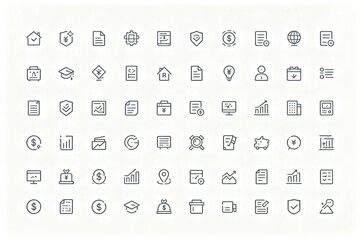 Grid of business and finance icons