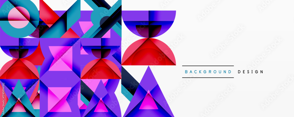 Wall mural abstract geometric pattern. vibrant colors, shapes overlap creating modern design. minimalist style,