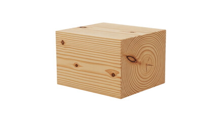 Isolated Wooden Block Showing Tree Rings Pattern, Lumber Industry Material Product Texture