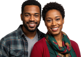 Joyful black couple smiling together capturing a moment of happiness and connection transparent background