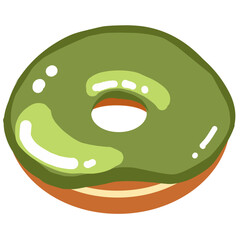 Matcha Glazed Donut Vector Illustration