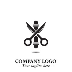 Black and White Barbershop Logo in Classic Vintage Vector Design for Modern Grooming and Style