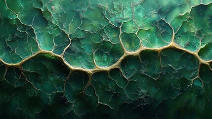 Microscopic view of plant tissue with hexagonal green and yellow cells showcasing honeycomb pattern and intricate botanical cellular structure