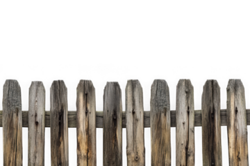 Rustic wooden fence posts with weathered texture isolated on black background image