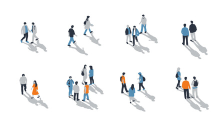 Architectural Vector Illustration of People from Top View for Landscape and Urban Planning, white background