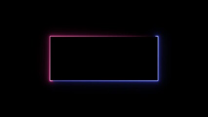 Neon rectangle shape animation isolated on black background