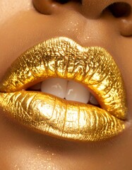 Close-up golden lips