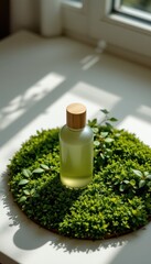 Indoor Terrarium with Yellow Liquid Soap Natural Light and Selfcare