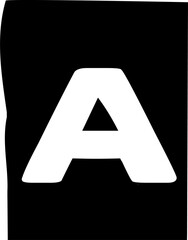 Uppercase letter A is appearing in flat design, with muted blue-gray fill, transparent background