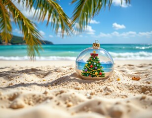 Festive Beach Orb with Tropical Backdrop