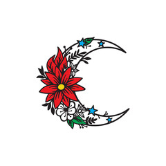 Obraz premium moon with flower tattoo created using Generative AI Technology