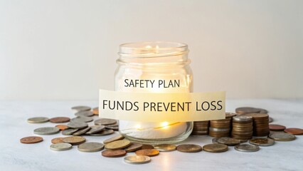 Safety Plan for Financial Security and Money Management Strategies with Coins and Candlelight on Grey Surface