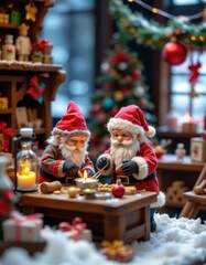 Christmas Giftmaking Santa Figurines with Holiday Decor