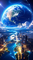 Obraz premium Futuristic Earth Cityscape