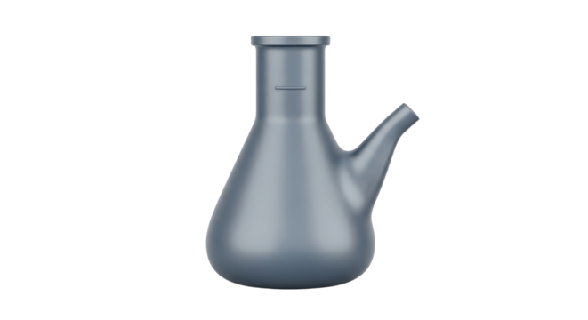 Isolated Erlenmeyer flask with side spout for chemistry distillation liquid process