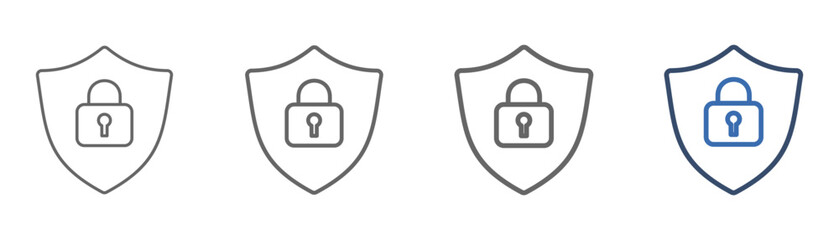 
outline icon set security with shield and padlock design