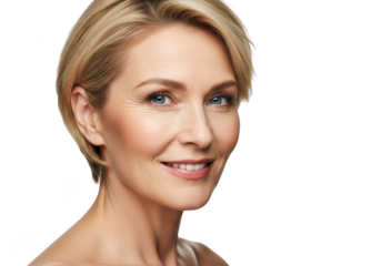 Mature woman smiling isolated on transparent background