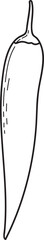 Chili Pepper Line Art. Outline drawing of a hot pepper, perfect for culinary, Mexican food, spicy recipes, or ingredient designs.