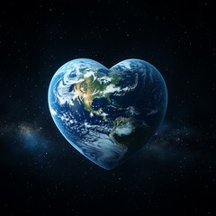 Heart shaped planet in space environmental concept love and care for earth  high resolution   for isolate image