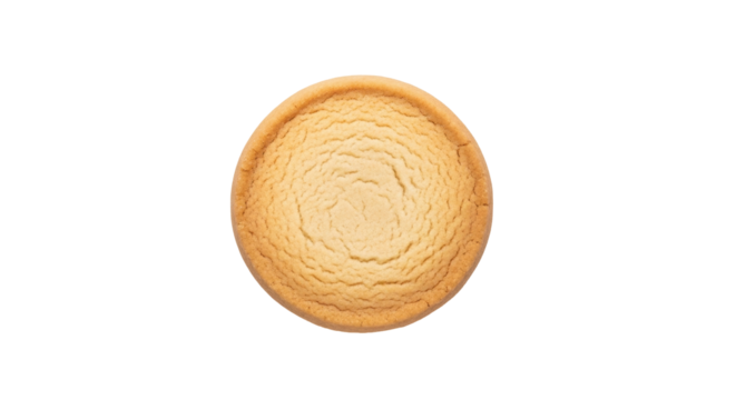 Isolated round shortbread cookie, buttery delicious baked treat for tea time snack break