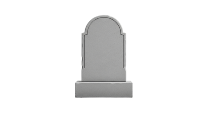 Isolated blank gravestone is ready for names of the deceased, a memorial stone design