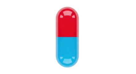Isolated capsule pill medicine, blue and red two-tone drug, healthcare remedy concept