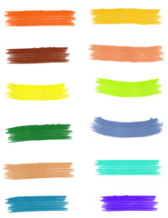 Obraz premium 12 Colorful Paint Brush Strokes Vector Set Artistic Layered Texture Brushes for Digital Art Scalable SVG PNG Texture