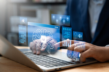 AI technology for daily life and business efficiency, Human use artificial intelligence and automation to analyze data, Prioritize tasks, Enhance productivity in everyday life and work, Workflow.