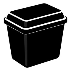 Black plastic container vector on white background.