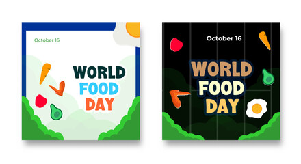 world food day. Social media design with organic food illustration for life health