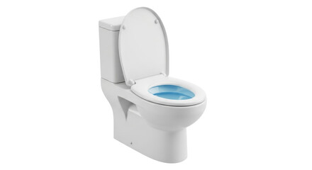 Isolated toilet bowl with open seat is a plumbing fixture used for waste disposal in restrooms