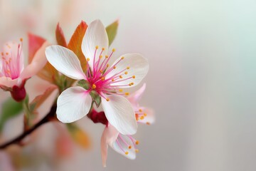 Fototapeta premium Asymmetrical Floral Spring Holiday Wallpaper Background with Soft Blur