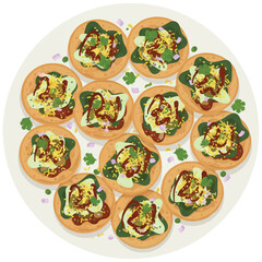 Top View of Indian Sev Puri Chaat Vector