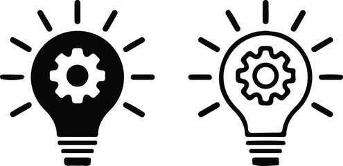 light bulb idea icons set image design