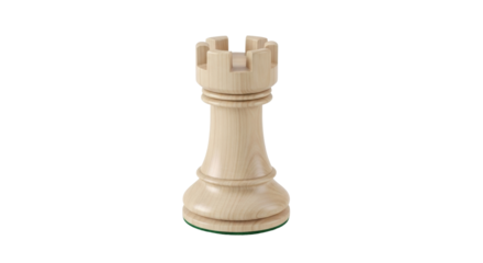 Isolated wood chess rook for board game. Classic game piece for strategic planning