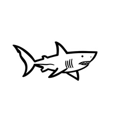 Naklejka premium Great White Shark. Great White Shark simple black and white line art vector logo